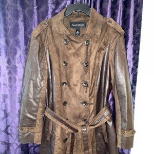 2 tone Brown Ashley Stewart  Belted Trench Coat